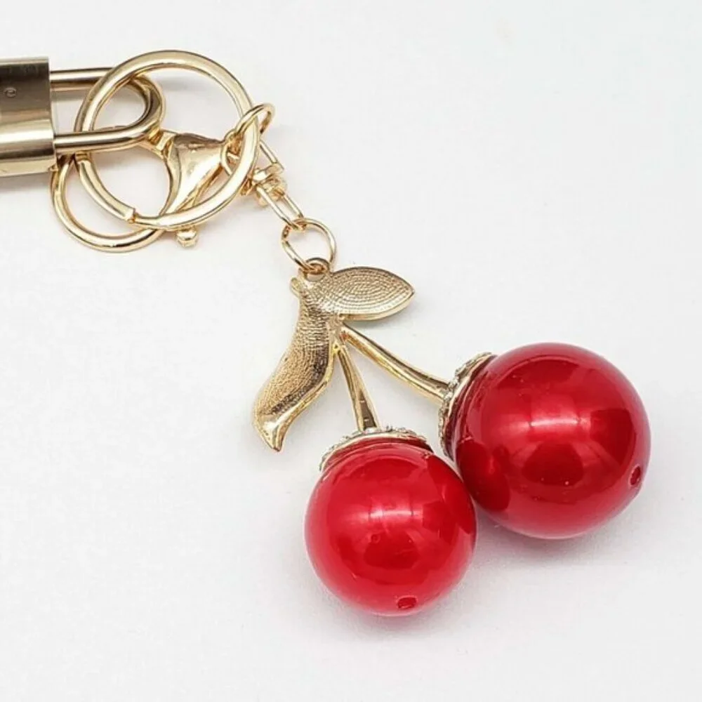 Louis Vuitton Gold Lock 🔒 Authentic LV Key + Unbranded Red Cherry Bag Charm
